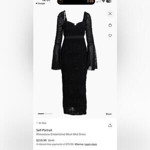 Self-Portrait Black Rhinestone Mesh Dress